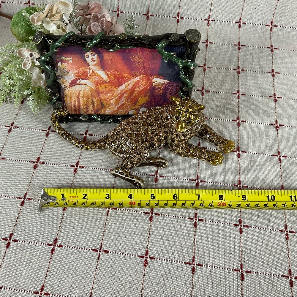 Stunning! Large Jay Strongwater Enamel Swarovski Leopard Panther Picture Frame - Picture 10 of 13